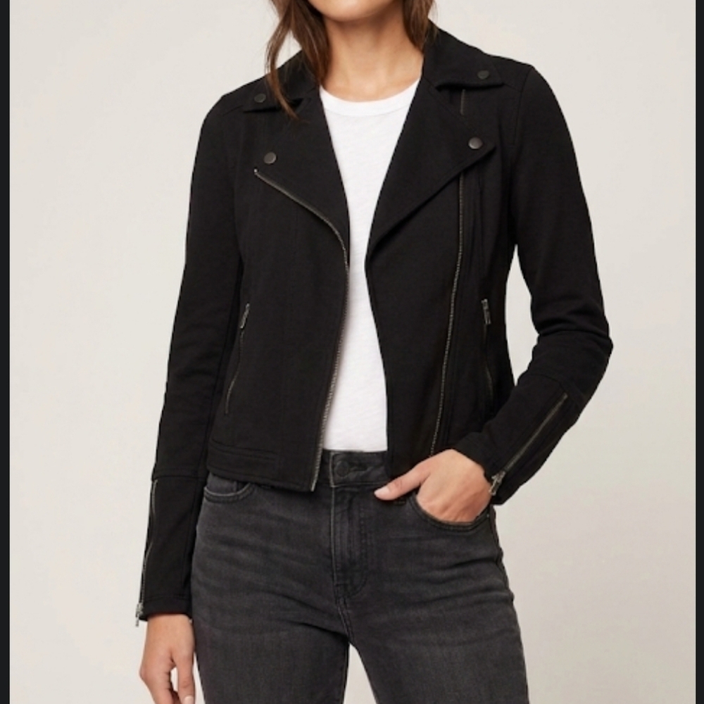 Liverpool Women's Size XS Black Stretch Knit with Zippers Moto Jacket